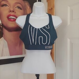 Victoria's Secret Sport The Player Sport's Bra, Women's Size L, Teal/White/Grey